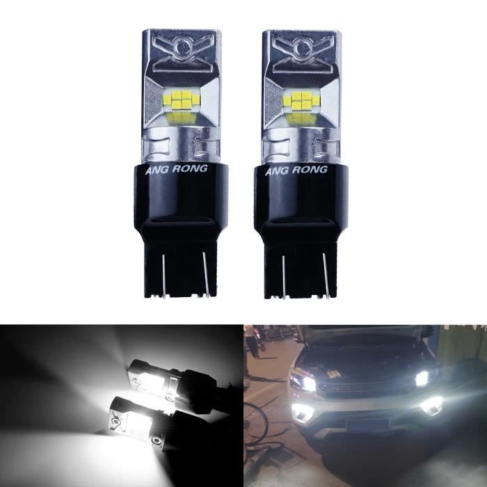 ANGRONG 2x T20 W21W W21/5W 7440 7443 LED Ampoules Blanc CSP 10W Feu de Jour Position Recul DRL Veilleuses 12V