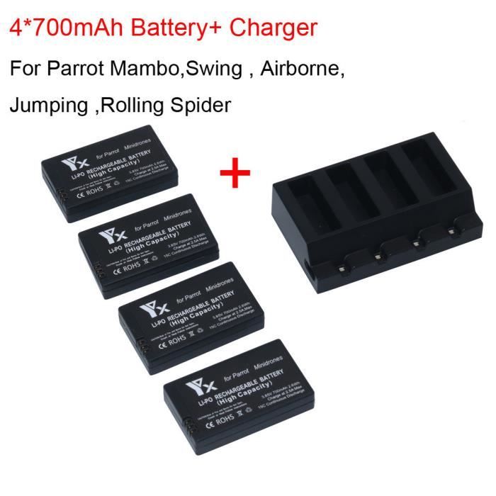 4x700mAh Mambo Mini Drones Jump Rolling Spider Batterie + chargeur Produit 2219