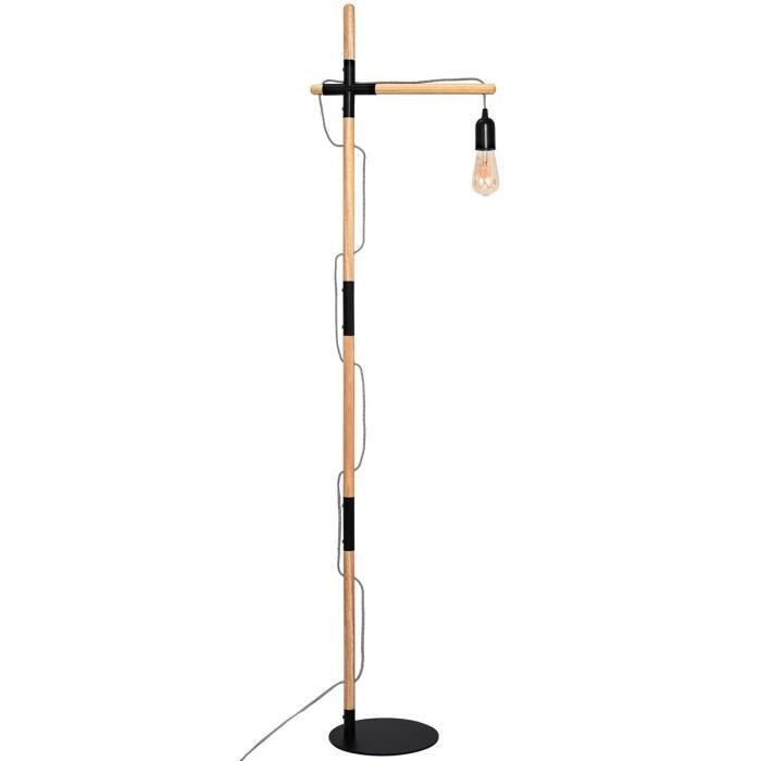 Lampe sur pied en bois 'NATURAL WOOD' - Couleur :Noir