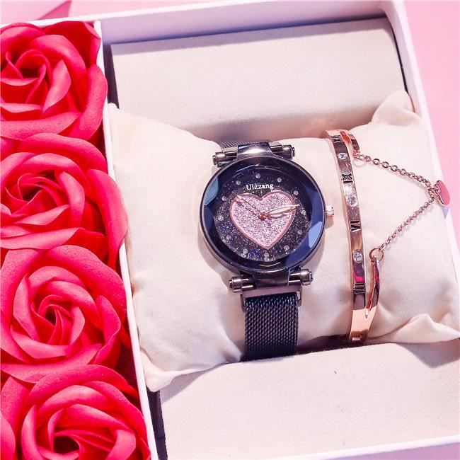 Coffret Montre Femme Montre à Quartz + Bracelet Femme Boucles d'oreilles Bague Collier Femme - Ensemble Cadeau Femme