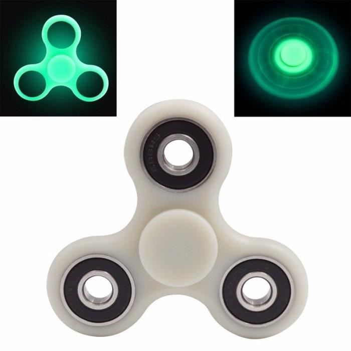 Fidget Spinner / Tri-Spinner Fidget Toy / Hand Spinner / Roulements Ultra Rapides / Fidget Spinner Enfant Adulte - blanc et lumineux