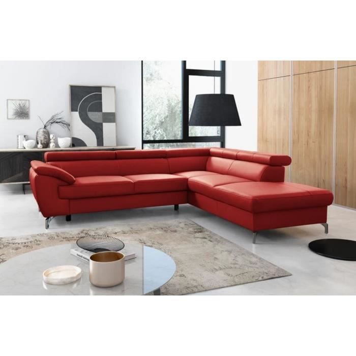 Canapé d'angle 6 places Rouge Cuir Luxe Contemporain Confort