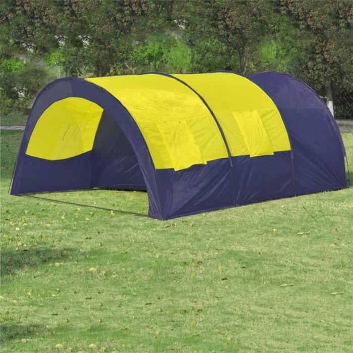 Star® Tente dôme familiale 6 places Professionnel - bleue et jaune 8215 :-)