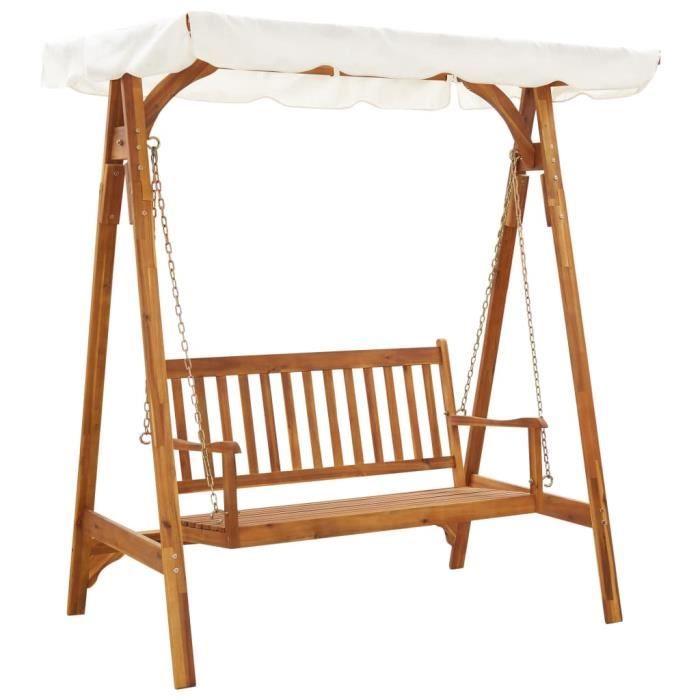 🍞6127Luxueux-Balancelle de Jardin - Balancelle d'extérieur Fauteuil de Jardin Grand Confort - avec auvent Bois d'acacia solide