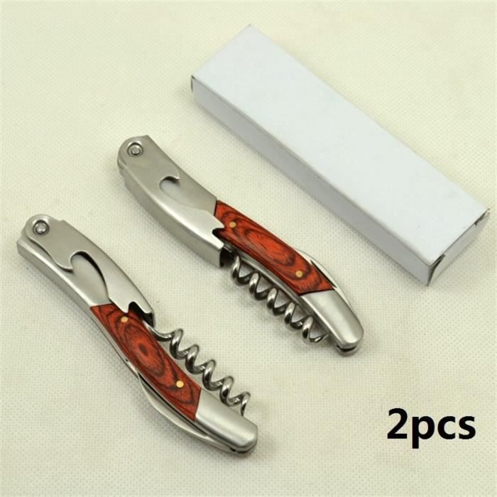 Laguiole style ouvre-bouteille en acier inoxydable tire-bouchon serveurs ouvre-bouteille en bois rouge - Modèle: 2pcs - WMKPQA09842