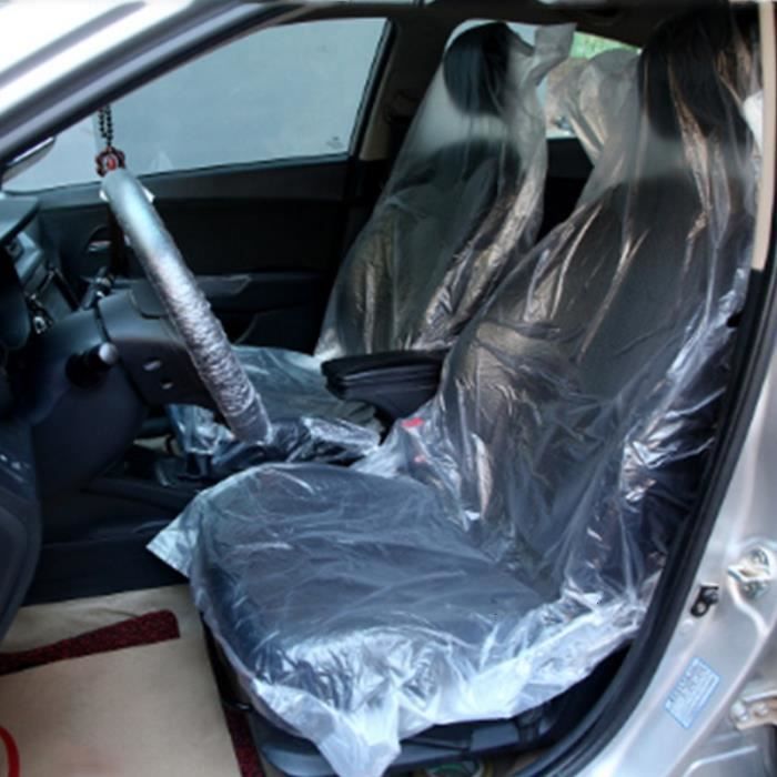 Housses de siège de voiture jetables en plastique PE, couvre siège pour véhicule universelle, protecti 50pc s