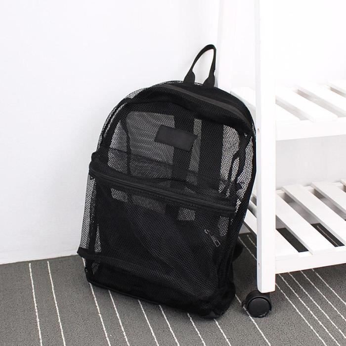 Sac à Dos,Mode femmes sac à dos Transparent maille sac à dos pour garçons et filles sac à dos léger sac - Type Black