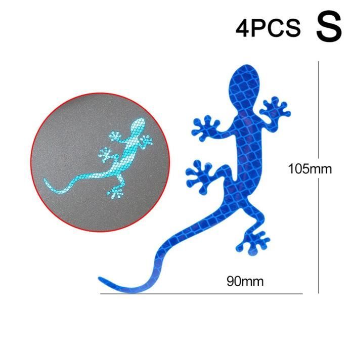 Accessoire vélo,Bandes réfléchissantes de voiture Gecko forme avertissement bande réflecteur autocollant - Type blue S 4pcs #C