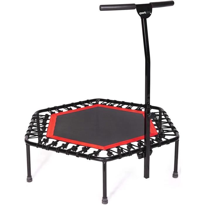 SportPlus- Trampoline de Fitness,126 cm, suspension silencieuse avec corde en caoutchouc, poignée réglable