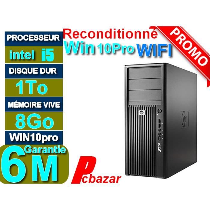 Pc Bureau Hp Z200. Intel Core I5-, 3,2 Ghz, I5-660, Mémoire Vive Ddr3 Ram 8 Go, Disque Dur Hdd 1to Dvd Super Multi Windows 10 Pro