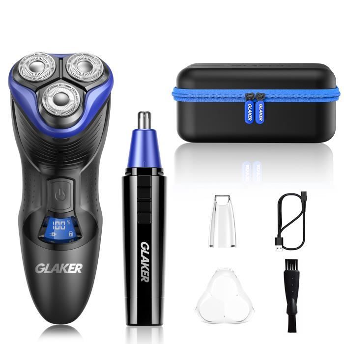 Rasoir Électrique Homme Sans Fil Tondeuse Nez Oreille et Sourcils Rasoir Tête Chauve Rasoir Électrique Barbe Rasoir Barbe Homme LCD