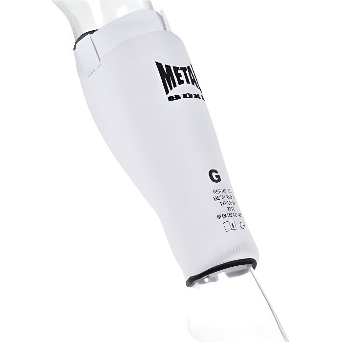 Protège tibias simple Métal Boxe - Blanc