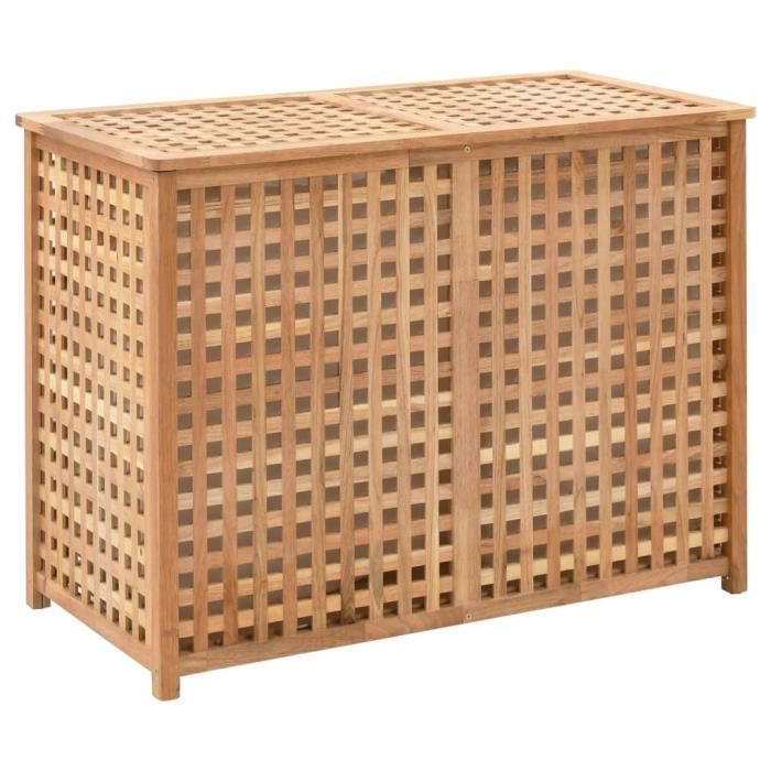 Coffre a linge 87,5x46x67 cm Panier A Linge Bois de noyer massif