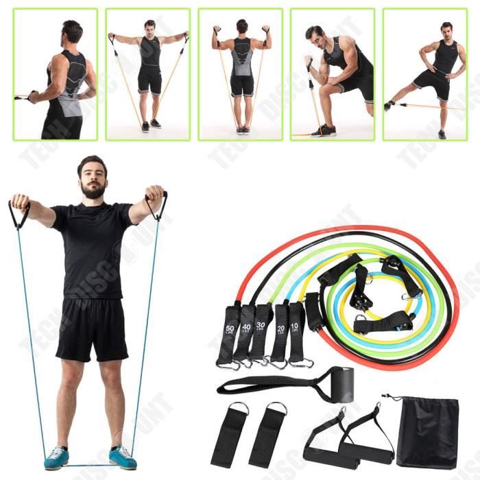 TD® Bandes de résistance élastiques ensembles bande élastique en caoutchouc d'entraînement pour la corde de traction d'entraînement