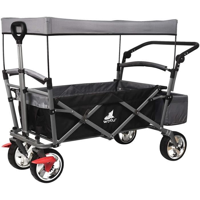 WOLTU Chariot de transport pour jardin, Chariot pliable de jardin avec toit amovible, Anthracite