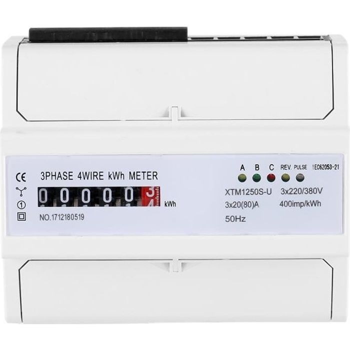 Compteur d'Energie Electrique Triphasé Numérique à 4 Fils Rail DIN 20 (80) Mètre électronique KWh---SHY