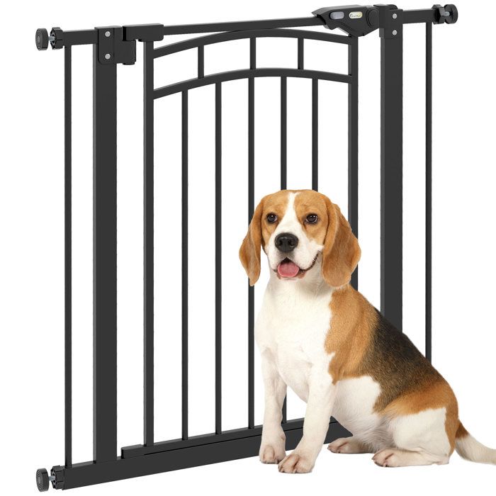 Comparer les prix de Barrière de sécurité pour chien extensible 74-80 cm, double verrouillage, fermeture automatique, barrière d'escalier à fixation par pression sans percer, hauteur 76 cm, noir