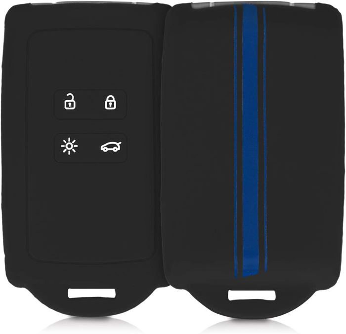 2 Coques Silicone Pour Clé Renault 4 Boutons - Compatible Clio, Megane, Captur, Dacia Duster… - Noir/rouge Et Noir/bleu