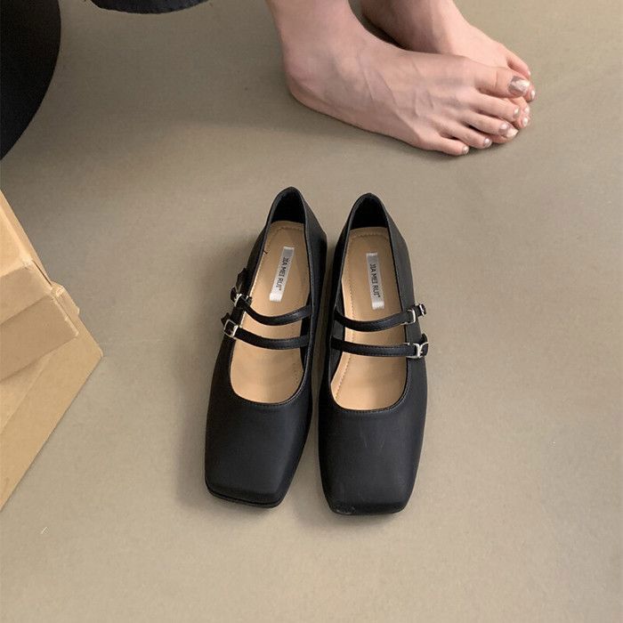 Ballerines Mary Jane Pour Femmes En Daim - Imprimé Léopard, Bout Carré, Boucle Réglable, Chaussures Plates Confortables Pour Toutes Occasions