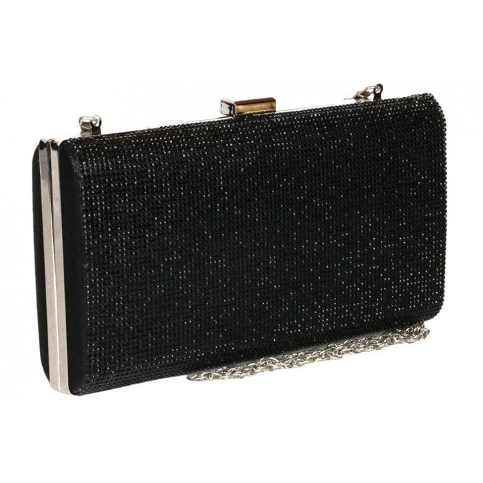 Pochette cérémonie-Nyls Création-Grande Minaudiere Noire Sac de soiree Paillettes Pochette Mariage Nolya - Noir