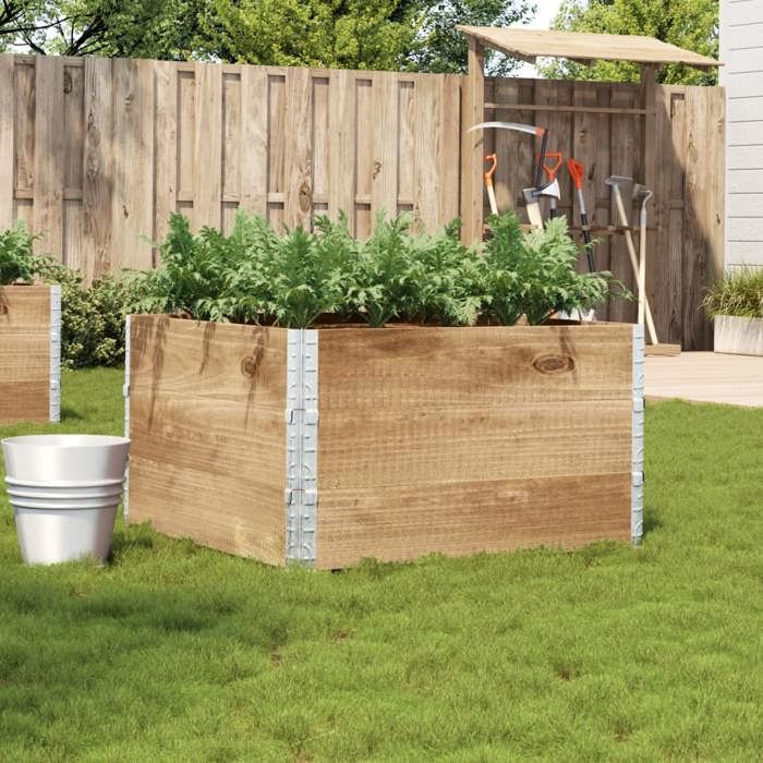 vidaXL Jardinière 100x100 cm bois de pin massif jardinière dextérieur bac à fleurs bac à tomates jardinière de 3295431