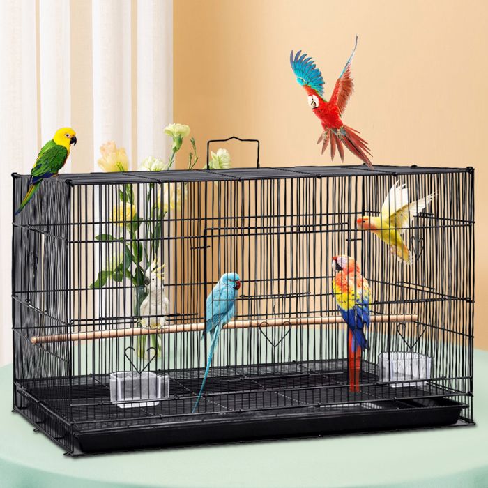 Meilleurs prix pour QUIIENCLEE 75.5*45*45cm Cage à oiseaux noire-métal-pour oiseaux de petite et moyenne taille, par exemple perroquets