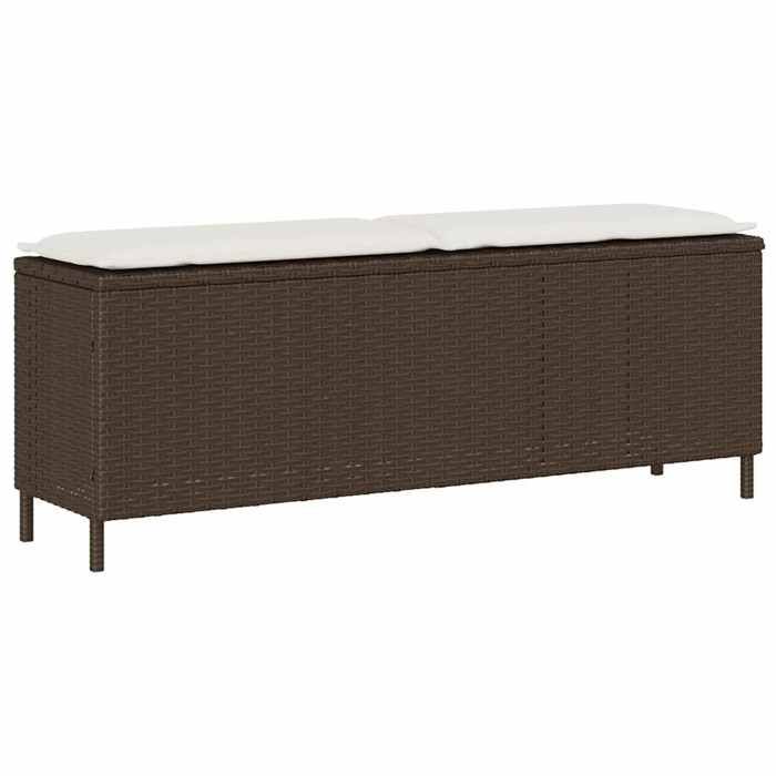 Vidaxl Banc de jardin avec coussin marron 110x30x40,5cm résine tressée - vue 2