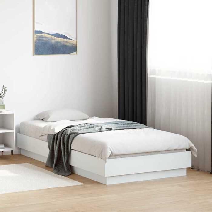 （8621004)Cadre de lit - Lit adulte/enfant Scandinave - blanc 90x190 cm bois dingénierie