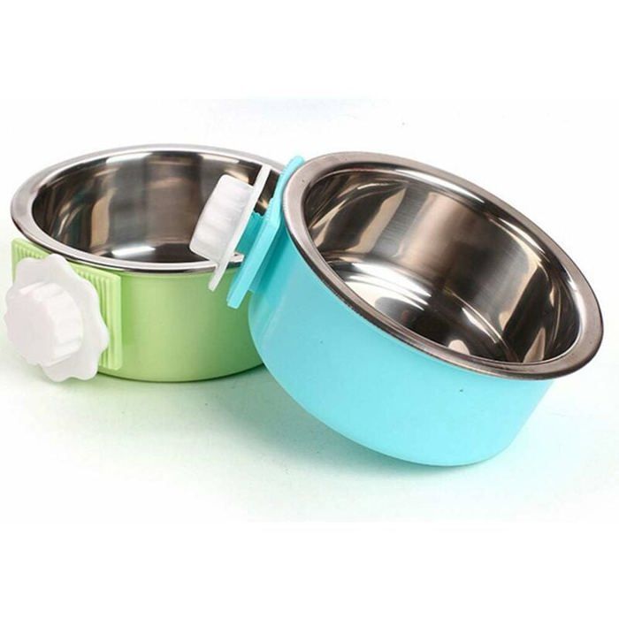 Meilleurs prix pour Caisse chien gamelle inoxydable amovible à suspendre pour cage bol nourriture/eau (oiseaux/chats/chiens) YYV