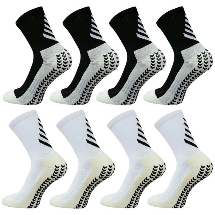 4 Paires Chaussettes Antidérapante Foot Chaussette Football Antidérapante Hommes Femme Antidérapante Foot pour Sports