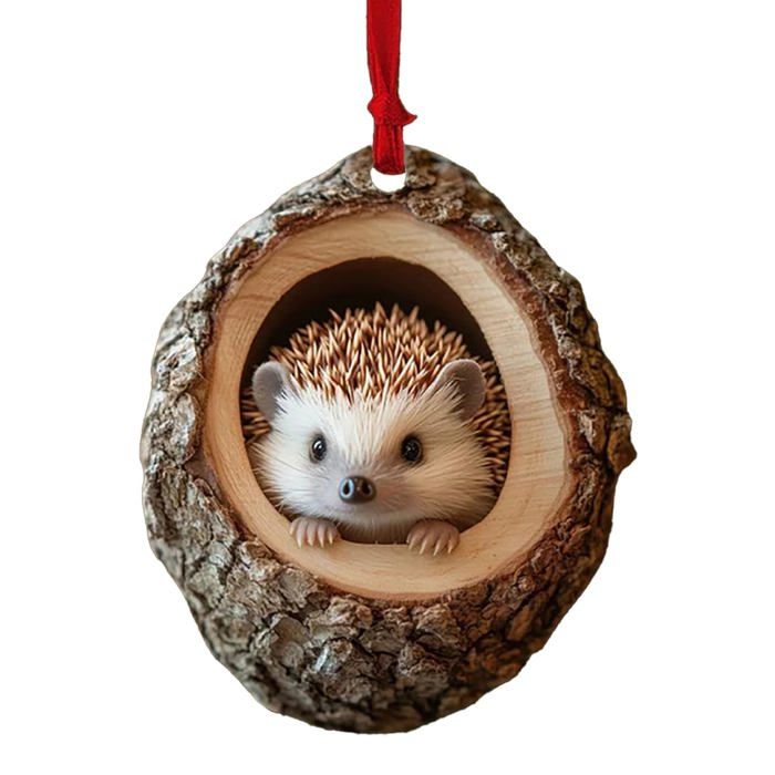4 Ornements De Noël Animaux En Acrylique 2D - 8.9cm, Décoration Sapin Style Forêt