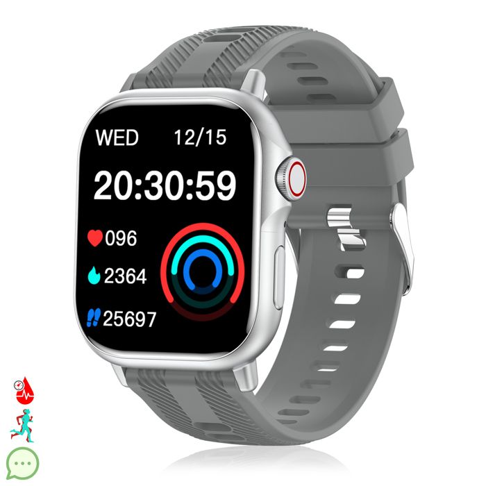 DAM Smartwatch B05 avec appels BT notifications push. Moniteur sportif et de santé. Couronne multifonction. 4x13x55 Cm.