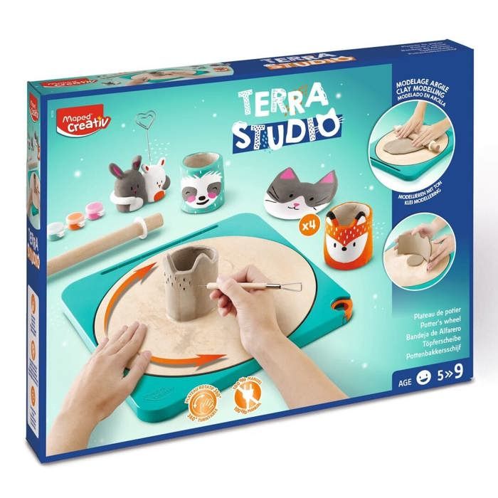 Plateau de Potier Création et Décoration de Poteries - Maped Creativ - Kit Terra Studio - Loisir Créatif Dès 5 Ans