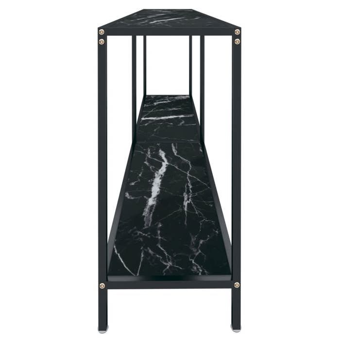 Table console en verre trempé - vidaXL - 180x35x75 5 cm - Noir - Verre trempé - Acier enduit de poudre
