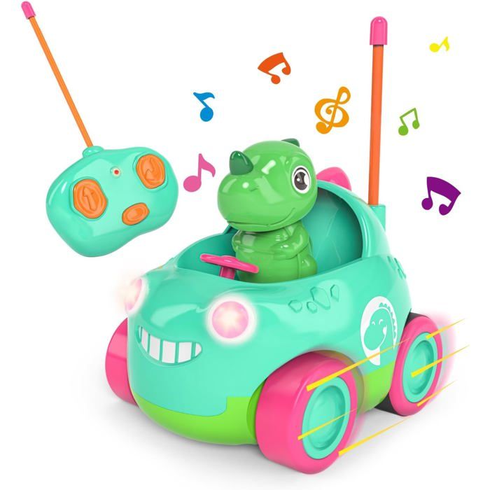 Voiture Telecommandé Tout Terrain 1:20 RC Dinosaures Monster Truck avec Musique et Lumières LED