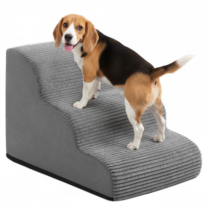 Comparer les prix de Escalier pour Chien à 3 Marches Imperméable Pente Douce Housse Amovible Lavable Gris