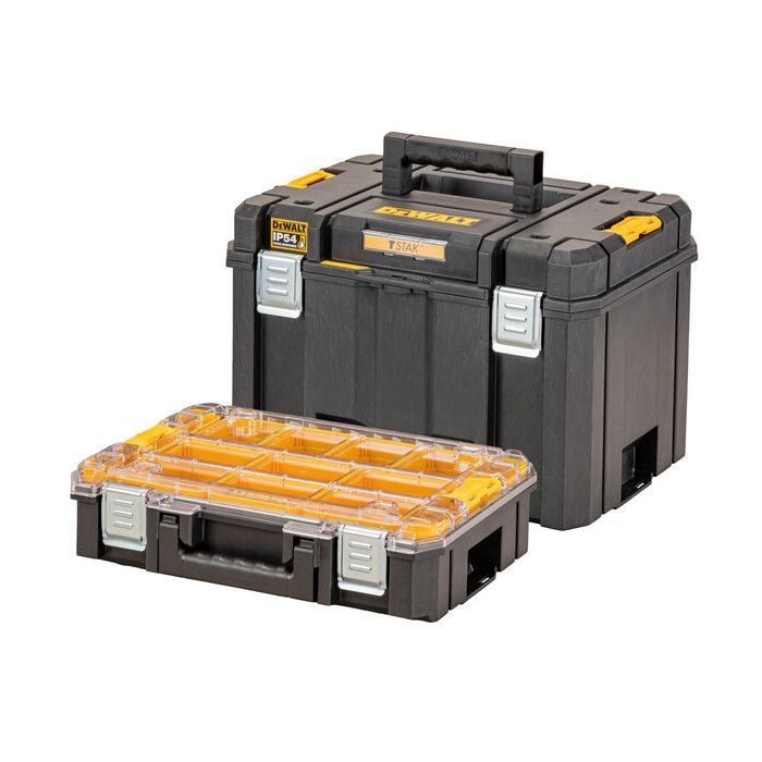 Ensemble de boîtes à outils DeWalt 2 en 1 TSTAK Empilable Robuste Poignée ergonomique