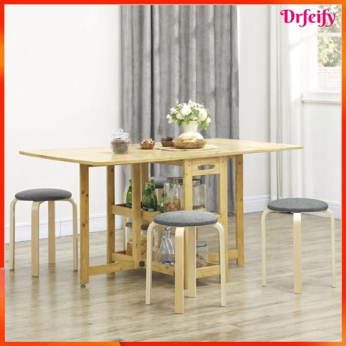 11821 Ensemble de 4 tabourets empilables ronds sans dossier avec assise rembourrée 40 x 40 x 45 cm gris