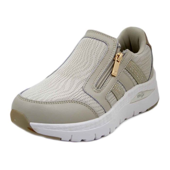 DONNA SERENA Femme Basket Compensé - DONNA SERENA - Beige - Semelle Amovible - Zip et élastique