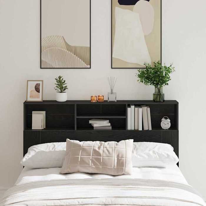 Têtes de lit classique Noir - Cabinet de Tête de lit - Meuble de couchage - Chêne noir 160x19x103 5cm CL8351222