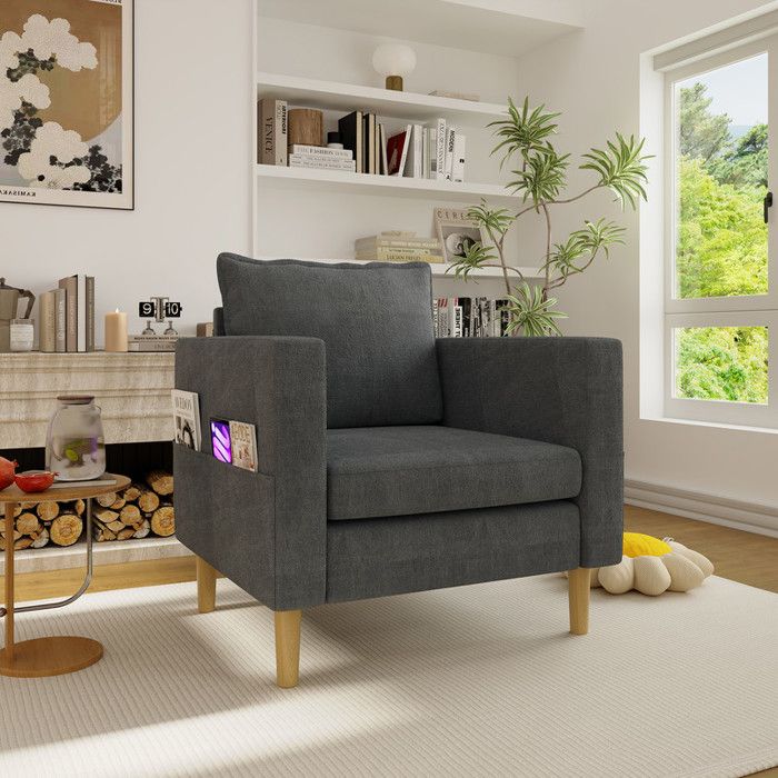 Fauteuil de détente 1-place 82 x 71 x 68 cm - Fauteuil de lecture - Fauteuil inclinable - Fauteuil de chambre - Noir