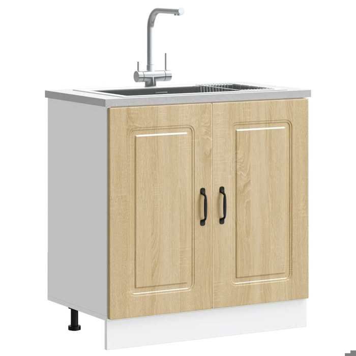 Meuble sous-évier 1 PC Armoire de plancher dévier Kalmar chêne sonoma bois ingénierie 80x46x81.5 cm A13795