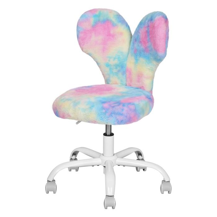 WOLTU Chaise Enfant en Peluche Chaise à Roulettes  Hauteur dAssise Réglable Rose Multicolore