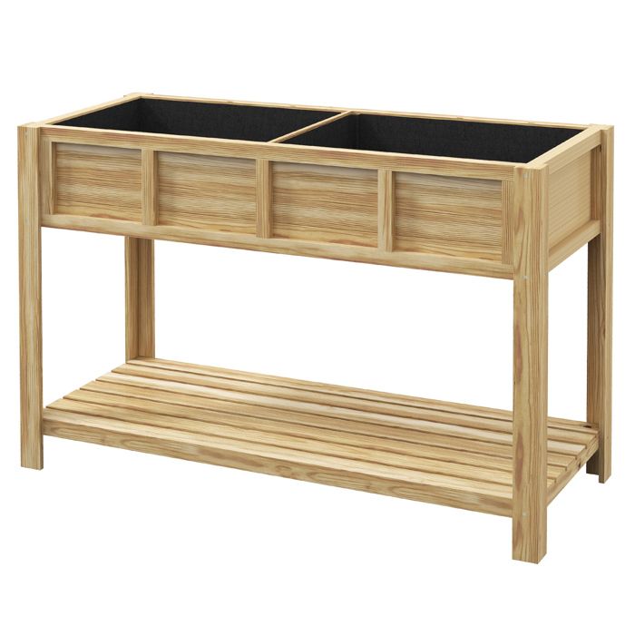 LIA Jardinière sur pieds avec séparateur amovible étagère Inserts dirrigation feutre de drainage 115L x 46l x 75H cm