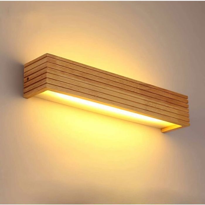 Applique Murale LED Appliques Luminaire Intérieur Bois Lampe de Mur lumière chaude Lampe pour Chambre Salon Bureau Couloir (35cm)