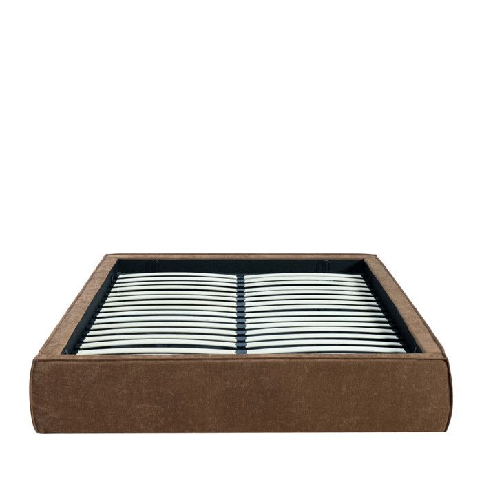 Liberio - Lit coffre en tissu 160x200cm - Marron Liberio - Lit coffre en tissu 160x200cm - Marron