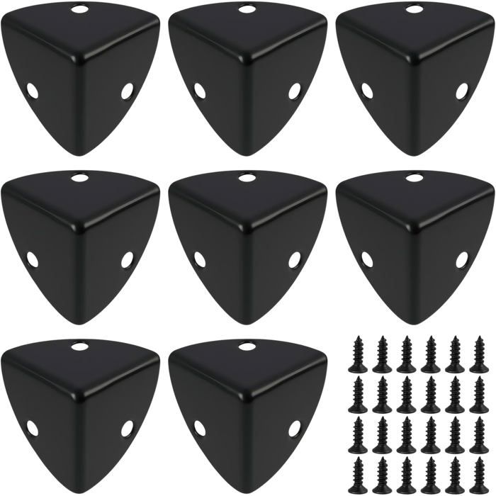 Protection Coin de Table métal Noir 8 pièces – Cornière Aluminium 23×23×23 mm avec vis pour meubles boîtes commodes tiroirs – An