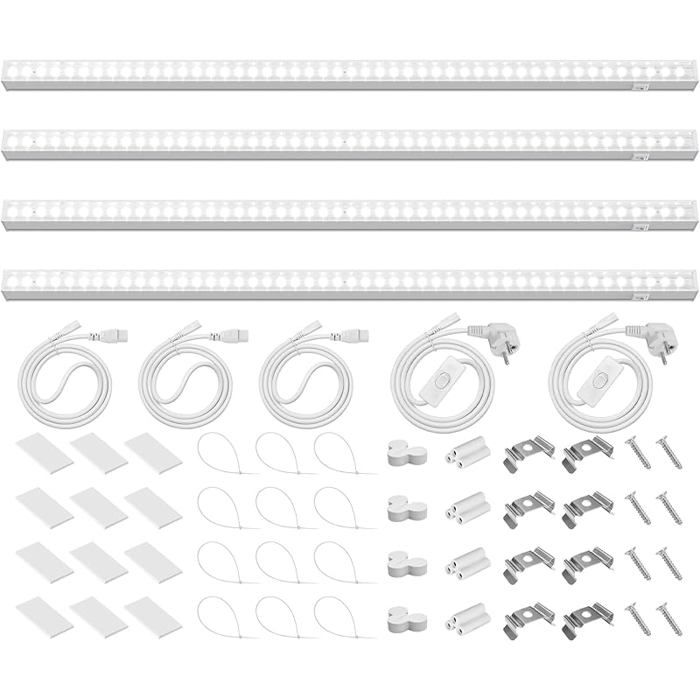 T5 Lampe Horticole59cm5000K Lumière Bnche à Spectre Complet LED40W x 10W)2FT Lampe de Croissance 59cm 5000k