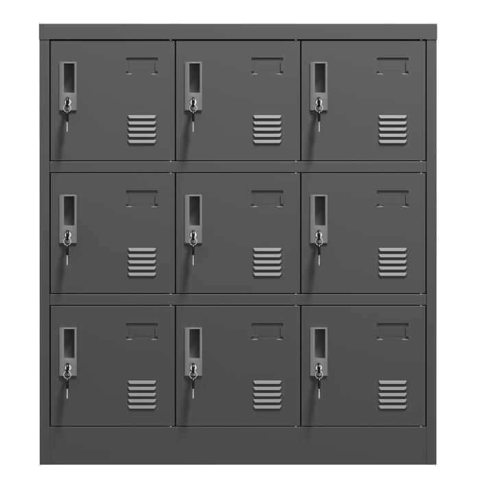 Armoire métallique 9 portes – casier de rangement sécurisé noir 90 x 40 x 100 cm