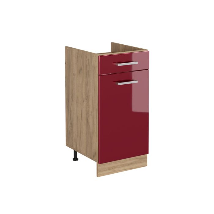 Meuble bas de cuisine R-Line 40cm sans plan de travail Rouge brillant/Chêne doré Vicco 61151